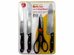 5 Pack knife set with cutting board