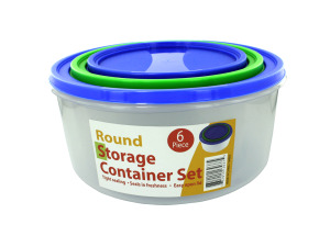 3 Pack round storage container set with lids