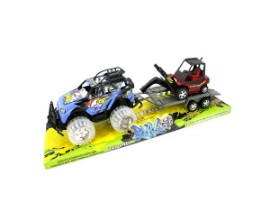 Toy sports vehicle with hauler and forklift
