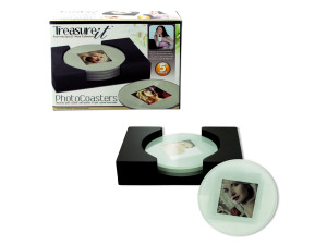 Round photo coasters set