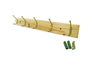 5 hook wooden rack