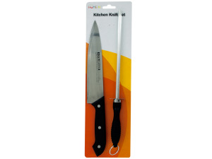 2 piece butcher knife with sharpener