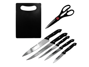 Knife Set with Kitchen Scissors and Cutting Board