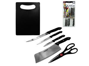 4 piece knives with 1 chopping board and 1 pair scissors