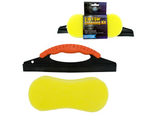 2 in 1 car cleaning kit (window squeegee and sponge)