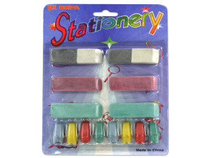 Erasers, pack of 14 assorted sizes