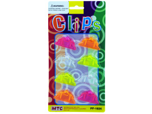 8 pack 1.5 inch clips clear and assorted neon colors