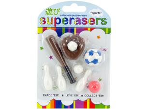 sports theme erasers