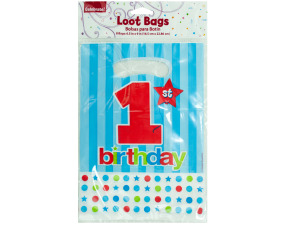 8 pack 1st birthday loot bags 6.5 inch x 9 inch