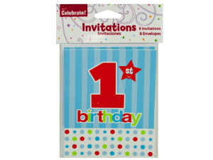 8 pack 1st birthday invitations with envelopes