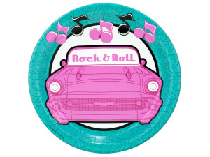 8 pack 50s rock & roll 7 inch round plates