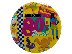 8 pack awesome 80s party 8.875 inch round plates