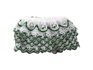 4 Yard Green & White Ruffled Lace Trim