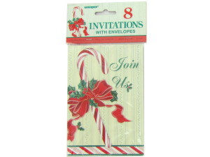 Candy cane invitations, pack of 8