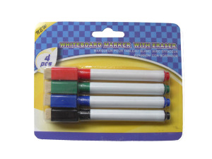 Dry erase markers, pack of 4 with erasers