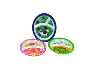 Melamine sectioned plates for kids, assorted designs