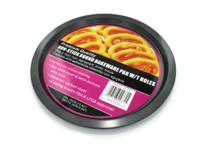Round bakeware pan with holes, 14" diameter
