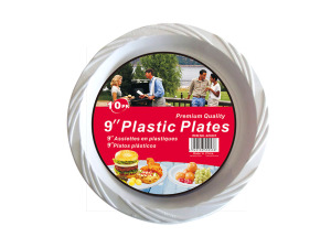 Plastic plates, pack of 10, 9"