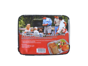 Two-section foil pans with lid, pack of 3
