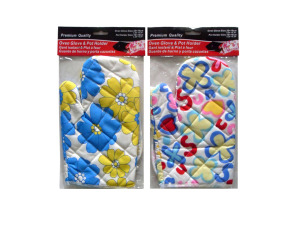 Oven glove and pot holder set