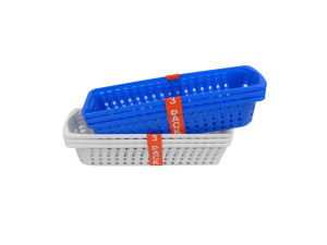 Rectangular plastic baskets, pack of 3