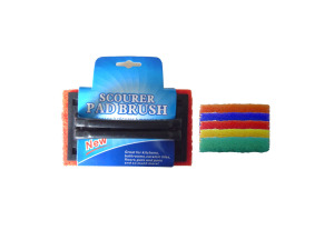 Scour pad brush, assorted bright colors