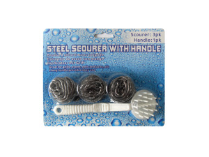 Steel wool scourers with handle