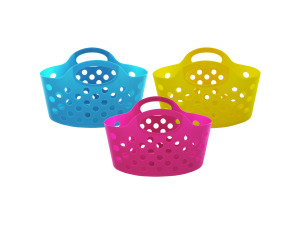 Plastic storage basket, assorted bright colors