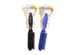 Rubber-coated pet grooming brush