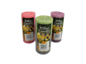 Tall pillar candles in assorted colors