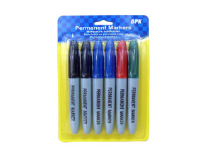 Permanent markers, pack of 6