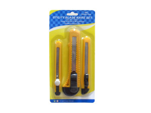 Utility blade knife set, pack of 3