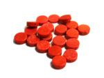 10MM Red Coral Colored Flat Rnd Stone Bd
