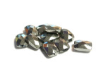 12MM Silver Rec. Faceted Glass Bead