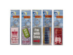 6 assorted message keychains