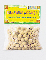 200PC ROUND WOOD BEADS X5