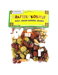 ASST WOOD BARREL BEADS