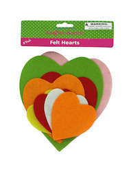 8PK ASST FELT HEARTS