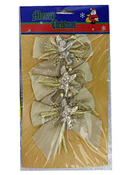 CHRISTMAS BOWS 3PK CLR X1