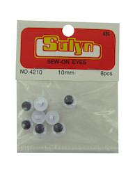8PC 10MM SEW ON EYES X1