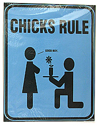CHICKS RULE BLUE SIGN X1