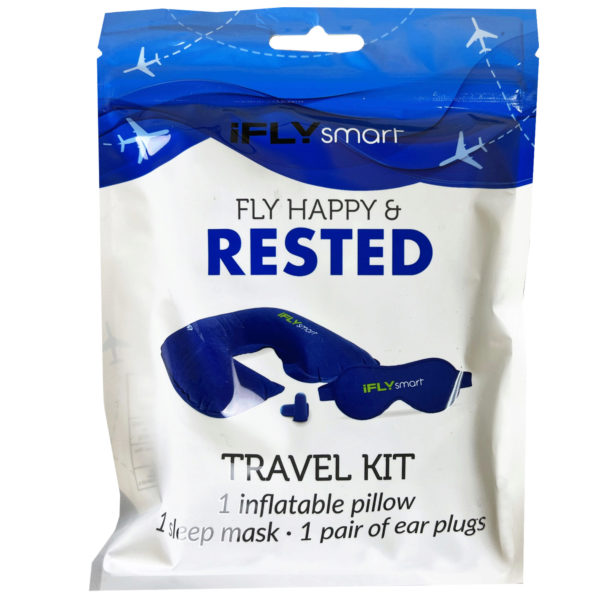 ifly smart travel rest kit with inflatable pillow eye mask & [48 Pack